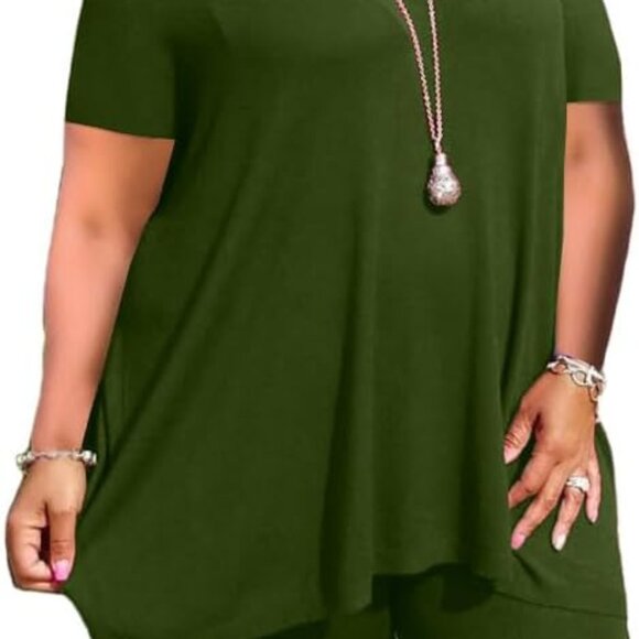 Mrskoala Women's Army Green Two Piece Sweatsuit - Stylish Summer Comfort - Picture 1 of 4